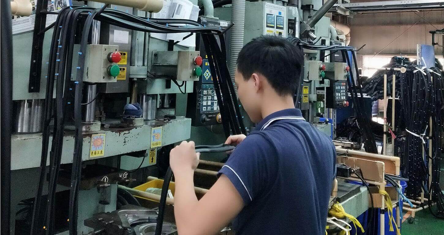 wire installation for vertical injection molding machine